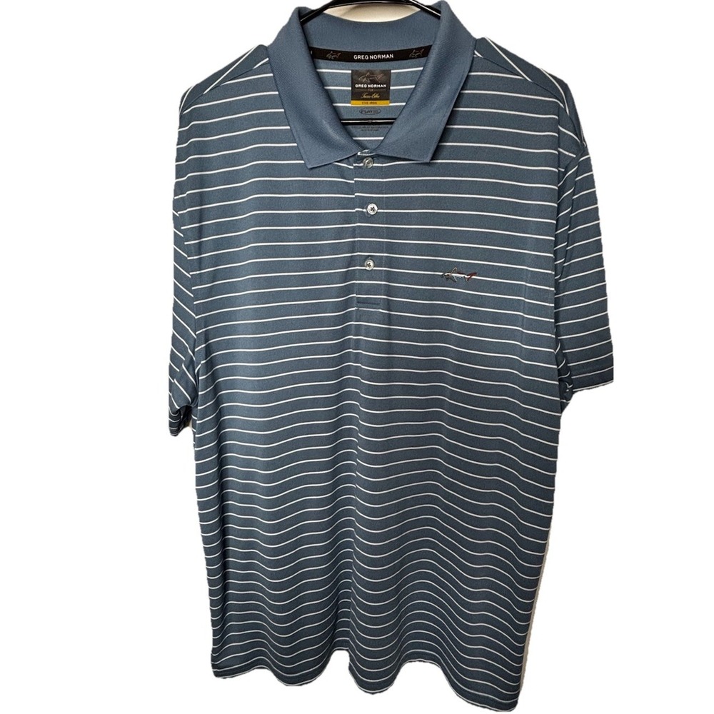 Greg Norman Golf Shirt Size XL Blue Fish Logo